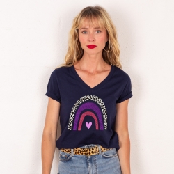 T-shirt Col V Arcobaleno Di Uva