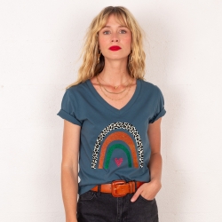 T-shirt Col V Arcobaleno Di Arancia
