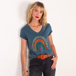 T-shirt Col V Arcobaleno Di Arancia