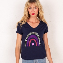 T-shirt Col V Arcobaleno Di Uva