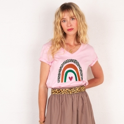 T-shirt Col V Arcobaleno Di Arancia