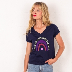 T-shirt Col V Arcobaleno Di Uva