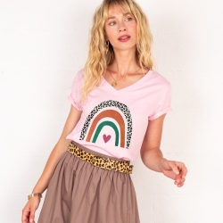 T-shirt Col V Arcobaleno Di Arancia