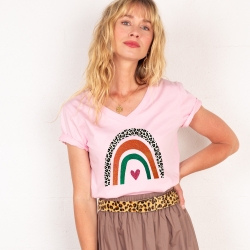 T-shirt Col V Arcobaleno Di Arancia