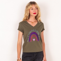 T-shirt Col V Arcobaleno Di Uva
