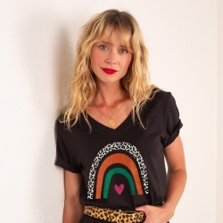 T-shirt Col V Arcobaleno Di Arancia