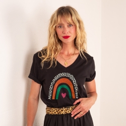 T-shirt Col V Arcobaleno Di Arancia