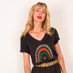 T-shirt Col V Arcobaleno Di Arancia