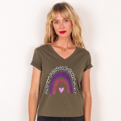 T-shirt Col V Arcobaleno Di Uva