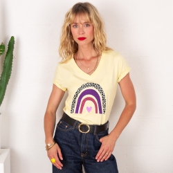 T-shirt Col V Arcobaleno Di Uva
