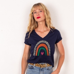 T-shirt Col V Arcobaleno Di Arancia