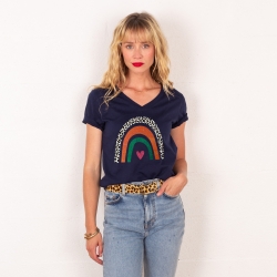 T-shirt Col V Arcobaleno Di Arancia