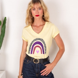 T-shirt Col V Arcobaleno Di Uva
