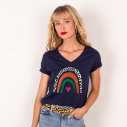 T-shirt Col V Arcobaleno Di Arancia