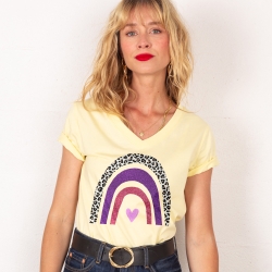 T-shirt Col V Arcobaleno Di Uva