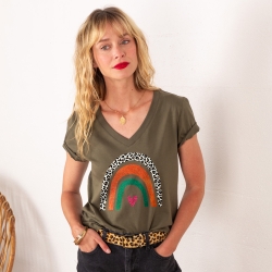 T-shirt Col V Arcobaleno Di Arancia