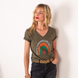 T-shirt Col V Arcobaleno Di Arancia