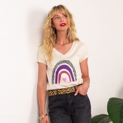 T-shirt Col V Arcobaleno Di Uva