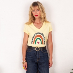 T-shirt Col V Arcobaleno Di Arancia