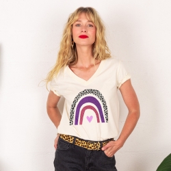 T-shirt Col V Arcobaleno Di Uva
