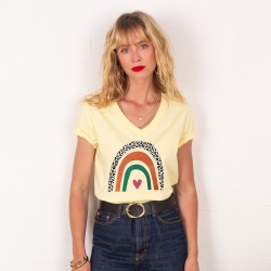 T-shirt Col V Arcobaleno Di Arancia