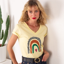T-shirt Col V Arcobaleno Di Arancia