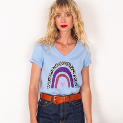 T-shirt Col V Arcobaleno Di Uva