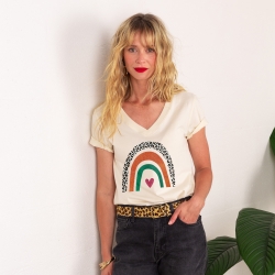 T-shirt Col V Arcobaleno Di Arancia