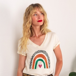 T-shirt Col V Arcobaleno Di Arancia