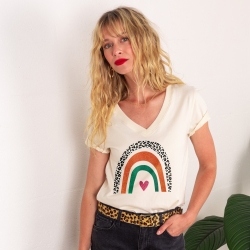 T-shirt Col V Arcobaleno Di Arancia
