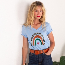 T-shirt Col V Arcobaleno Di Arancia