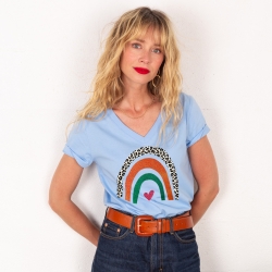 T-shirt Col V Arcobaleno Di Arancia