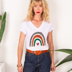 T-shirt Col V Arcobaleno Di Arancia