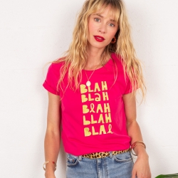 T-shirt Fuchsia Blah Blah Glitter