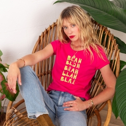 T-shirt Fuchsia Blah Blah Glitter