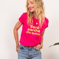 T-shirt Fuchsia Sara Perche Mi Amo Glitter