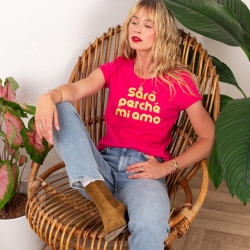 T-shirt Fuchsia Sara Perche Mi Amo Glitter