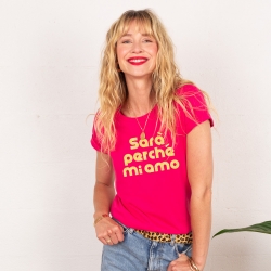 T-shirt Fuchsia Sara Perche Mi Amo Glitter