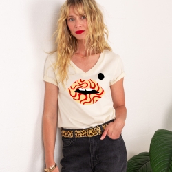 T-shirt Col V Creme Bouche Twister