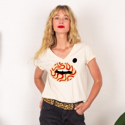 T-shirt Col V Creme Bouche Twister