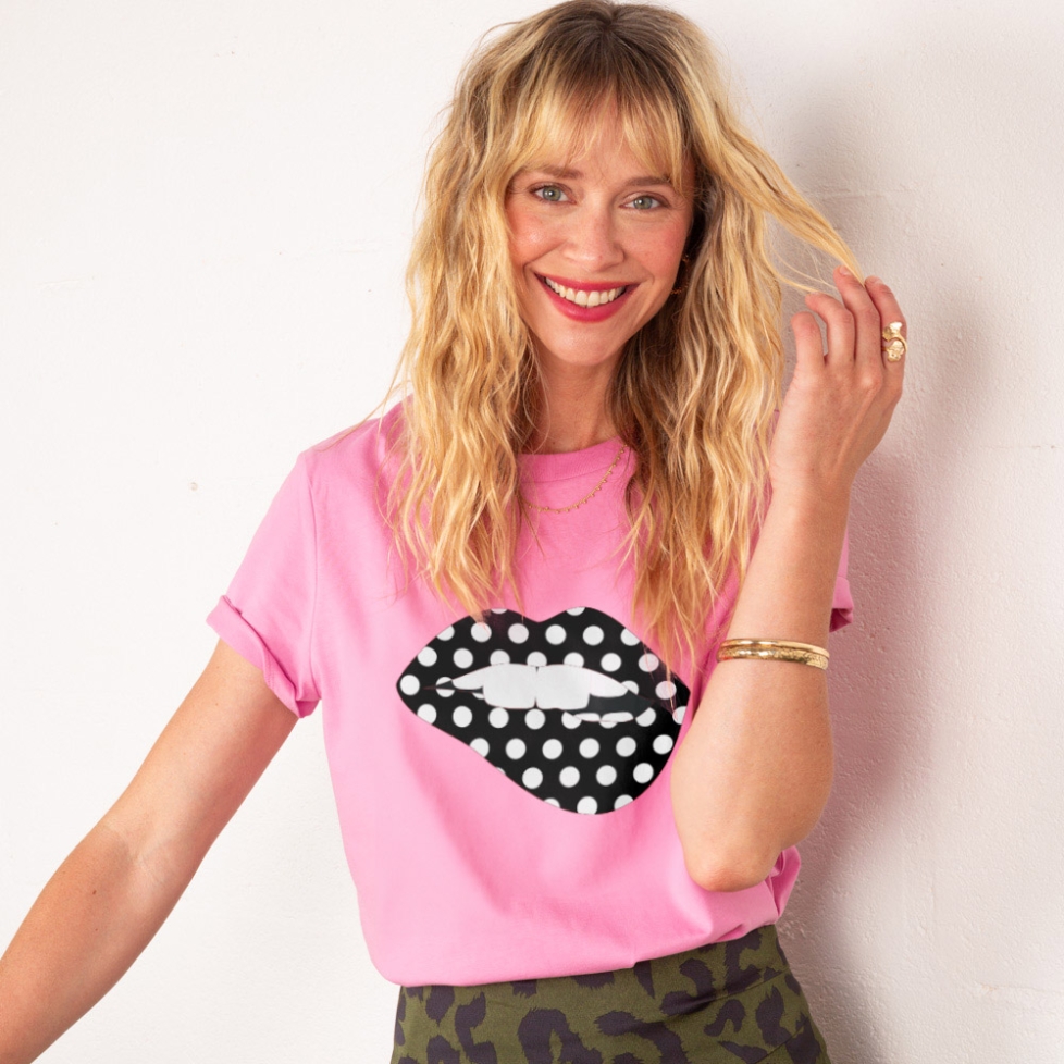 T-shirt Rose Bouche à Pois