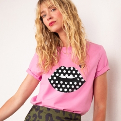 T-shirt Rose Bouche à Pois