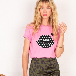 T-shirt Rose Bouche à Pois