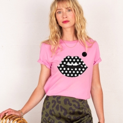 T-shirt Rose Bouche à Pois
