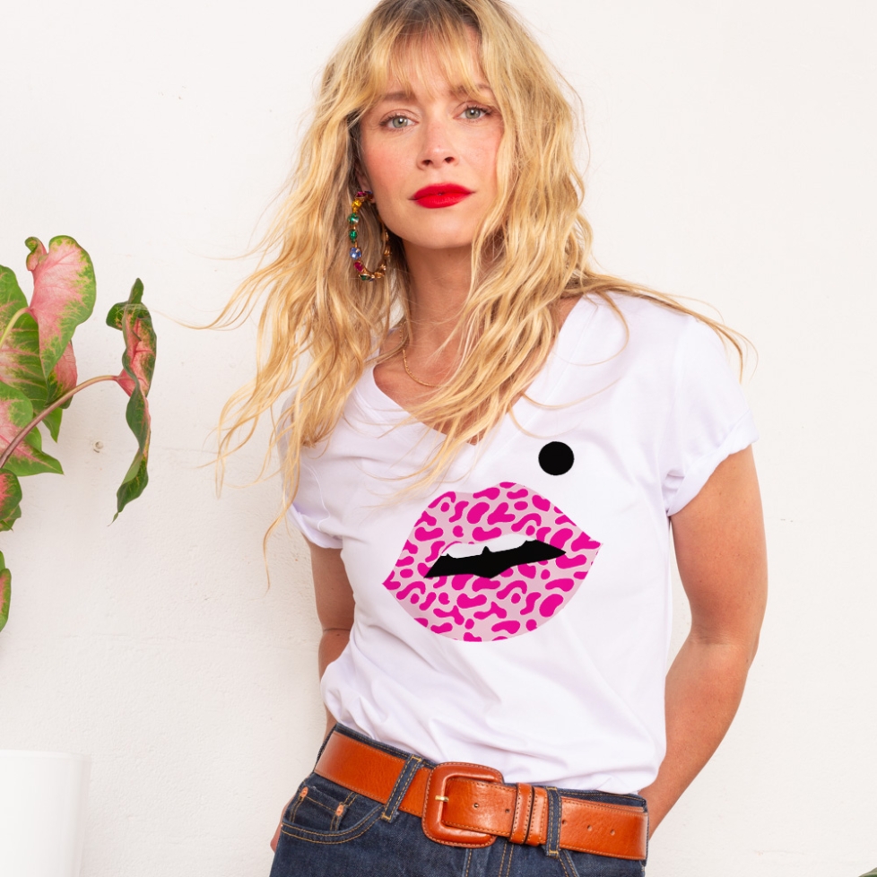 T-shirt Col V Bouche Lava Lamp