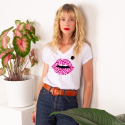 T-shirt Col V Bouche Lava Lamp