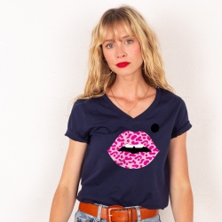 T-shirt Col V Bouche Lava Lamp