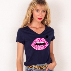 T-shirt Col V Bouche Lava Lamp