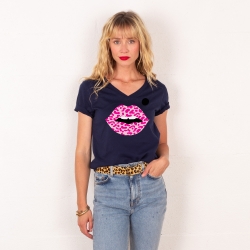 T-shirt Col V Bouche Lava Lamp