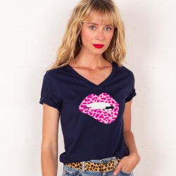 T-shirt Col V Bouche Lava Lamp